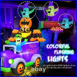 8ft Halloween Inflatable Frankenstein Driving Car Spider Pumpkin Ghost LED NEW