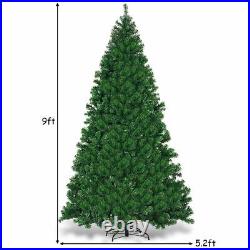 9Ft Pre-Lit PVC Artificial Christmas Tree Hinged with 700 LED Lights & Stand Home