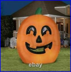 9.5ft Gemmy Airblown Inflatable Halloween Flat Pumpkin Jack-O-Lantern Yard Decor