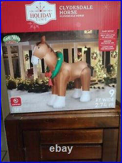 9' Clydesdale Horse Christmas Airblown Inflatable NIB