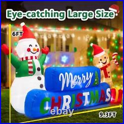 9 FT Merry Christmas Inflatables Decorations with LED Lights, Snowman