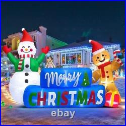 9 FT Merry Christmas Inflatables Decorations with LED Lights, Snowman Inflatable