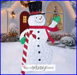 9 Ft Pop-Up Snowman With Candy Cane And Lights Christmas NEW FREE SHIPPING