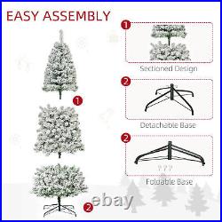 9' Pre-Lit Hinged Snow Flocked Pencil Artificial Christmas Tree with LED Lights