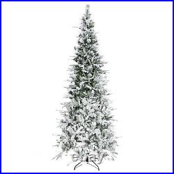 9' Snow Flocked Artificial Christmas Tree with 1159 Realistic Branch Tips Green