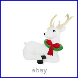9 ft Christmas Light Up White Buck Deer Plush Fur Airblown Inflatable Yard Decor