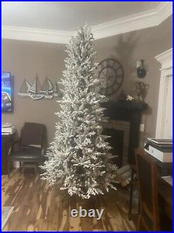 9-ft Essex Fur Pre-Lit Traditional Flocked White Christmas Tree