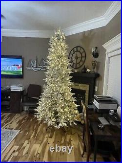 9-ft Essex Fur Pre-Lit Traditional Flocked White Christmas Tree