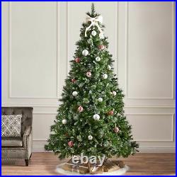 9-ft Mixed Spruce Pre-Lit Hinged Artificial Christmas Tree with Glitter
