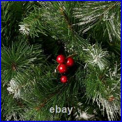 9-ft Mixed Spruce Pre-Lit Hinged Artificial Christmas Tree with Glitter