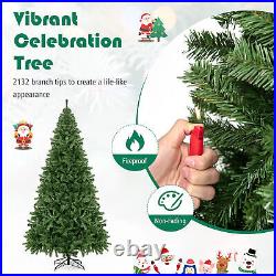 9 ft Unlit Artificial Christmas Tree Hinged Spruce Xmas Tree with Metal Stand
