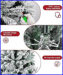 9ft Flocked Christmas Tree Unlit Artificial Xmas Tree with 2094 Branch Tips