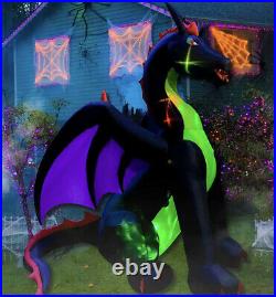 9ft Halloween Animated Dragon Airblown Inflatable Led Fire & Ice Yard Decor