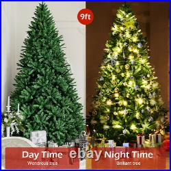 9ft Hinged Artificial Christmas Tree Unlit Douglas Full Fir Tree with 3594 Tips