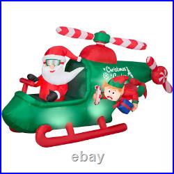 9ft Long Christmas Inflatable Animated Blow up Santa Helicopter Prop Spins NEW