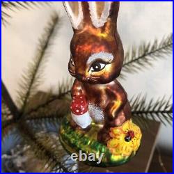 ASTIER de VILLATTE Brown Bunny Glass Ornament German Easter Christmas