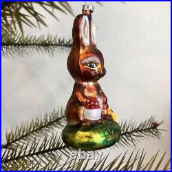 ASTIER de VILLATTE Brown Bunny Glass Ornament German Easter Christmas