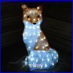 Acrylic Fox Christmas Outdoor Garden Decoration 54cm 100 Ice White LED's