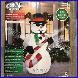 Airblown 6' ft Christmas Inflatable Animated Saxophone Snowman Decor-Jazz Music