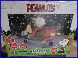 Airplane Snoopy & Woodstock 3.08 Foot Wide LED Lighted Tinsel Yard Sculpture NEW