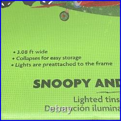 Airplane Snoopy & Woodstock 3.08 Foot Wide LED Lighted Tinsel Yard Sculpture NEW