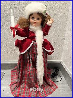 Animated Motionette Christmas Choir Girl Display Arts Red Head Lighted Candle