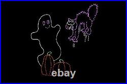 Animated Scaredy Cat Halloween LED Light metal wire frame outdoor yard display