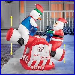 Animated Snowman & Santa on Teeter Totter Yard Inflatable 4-Ft Lighted Airblown