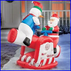 Animated Snowman & Santa on Teeter Totter Yard Inflatable 4-Ft Lighted Airblown