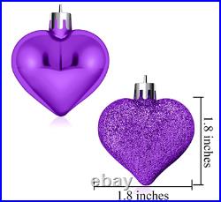 Anniversary Birthday Decorations Decor 24 Pack Purple Heart Ornaments Hearts