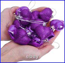Anniversary Birthday Decorations Decor 24 Pack Purple Heart Ornaments Hearts