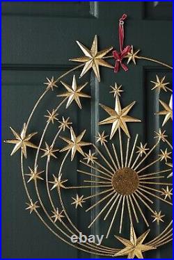 Anthropologie Hedy Wreath Golden Glimmery Celestial Stars NEW