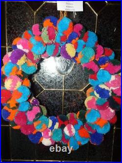 Anthropologie Multicolor Pom Pom Wreath