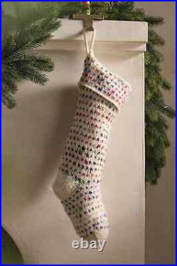 Anthropologie Rainbow Sprinkle Wool Stocking Handknit Nepal Knit Christmas NEW