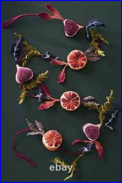 Anthropologie Rumi Fig Fruit Garland Christmas Botanical Beaded Embellished NEW