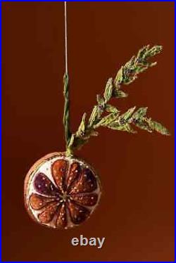 Anthropologie Rumi Ornament Beaded Embellished Fruit Fig & Orange SET (2) NEW