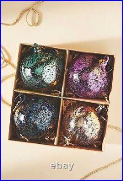 Anthropologie Stubbled Glass Bauble Ornament Set NEW
