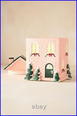 Anthropologie Townhouse Ceramic Candle Christmas Village Holiday House 4Wick NEW