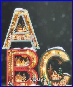 Anthropologie Wooden Monogram Wonderland Light-Up Scene Christmas Letter Y New