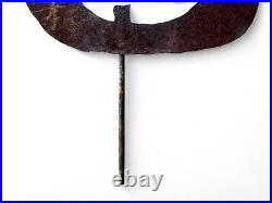 Antique Halloween Pumpkin Rustic Folk Art Metal Yard Stake Sign