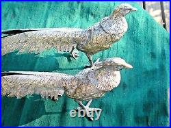 Antique/Vintage Pair of Brass/Spelter Male/Female Pheasants, Excellent Condition