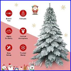 Arbol de Navidad con Nieve 7.5 ft Base Metalica Snow Flocked Christmas Tree USA