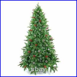 Artificial Christmas Tree Pre Decorated With Berries & Pine Cones Xmas Decor 6ft