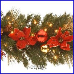 Artificial Decorative Christmas Pre-Lit Garland 100 White Lights Indoor Outdoor