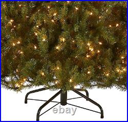 Artificial Full Christmas Tree, Green, Dunhill Fir, White Lights, Includes Stand