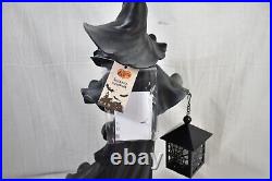 Authentic 19 Cracker Barrel Black Resin Witch LED Lantern 2023 Halloween Decor