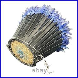 Authentic African Juju Hat Handcrafted Feather Wall Decor 30-inch Diameter