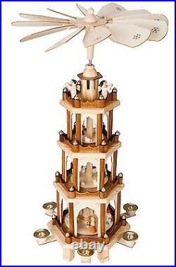 BRUBAKER Christmas Pyramid 24 Wood Nativity Play, 4 Tier Carousel (USED)