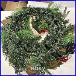 Balsam Hill 28 Farmhouse Wreath Open $279 Clear LED Battery Operated