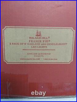 Balsam Hill 6ft Fraser Fir Garland (2 Pack) withCandlelight LED Lights, NewithOpen